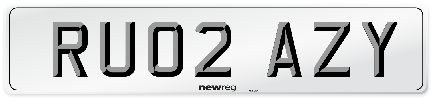 RU02 AZY Number Plate from New Reg
